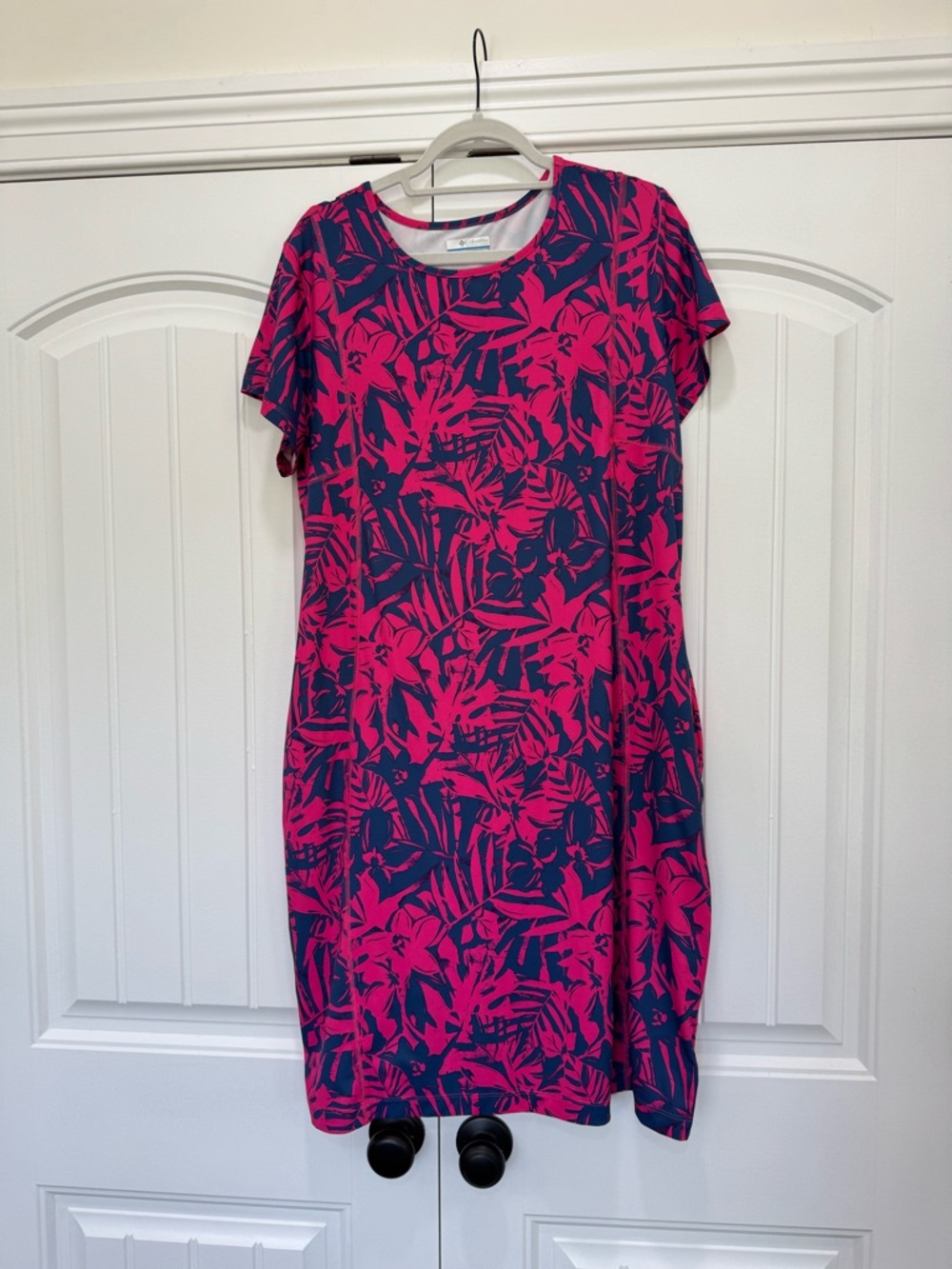 Columbia PFG Short Sleeve Dress - Pink & Blue Floral/Tropical Print